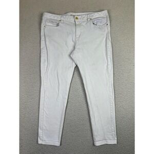 Michael Kors Jeans Womens 14 White Skinny Stretch Denim Gold Hardware MK Logo